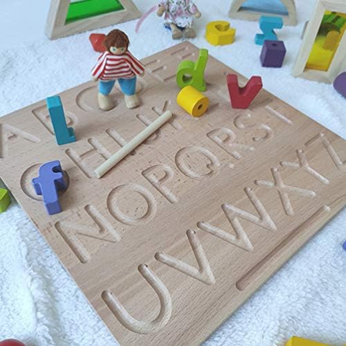 NUOBESTY Забавни Играчки Дъска за рисуване на букви от Азбуката Дървена Детска Дъска за рисуване за Обучение на писмото