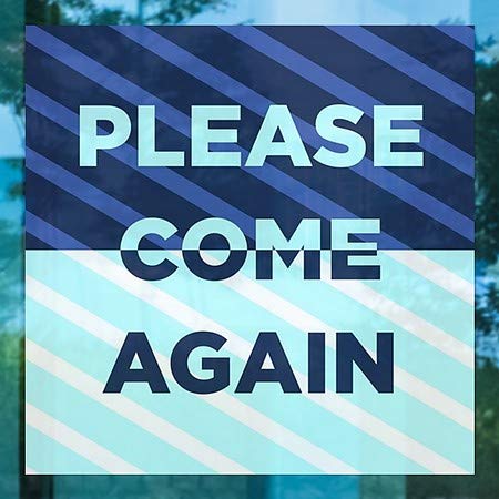 CGSignLab |Моля, Елате отново -Синьо райе Прозрачен стикер на прозореца | 16 x16