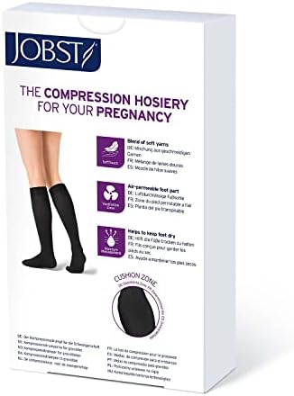 Непрозрачни Компресия чорапи за бременни JOBST, 15-20 мм живачен стълб. супена Височина до коляното, Открит чорап