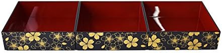 まえじゅう漆器 Тежка кутия Maeju Lacquerware 7R-773, 3 нива, Хананомай, Черен, Стикери с цветя, Традиционни занаяти, Покритие