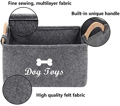 Кутии за съхранение на играчки за кучета Geyecete - с дървена дръжка, Сгъваема Кошница за складиране на стоки
