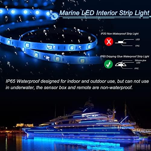 UCINNOVATE Лодка Светлини, 12 Bluetooth RGB Ленти Led Светлина, Водоустойчива IP65 Морски led Вътрешни Светлини за Ветроходни