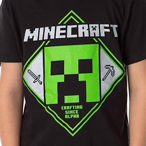 Тениска с графичен принтом за момчета Minecraft, създадена Alpha пълзящо растение Design