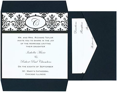 Комплект за сватбени покани с черно-бели превъртане на Wilton, 25 бр., 6 W x 6