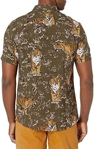 Мъжка риза GUESS с къс ръкав от Еко-Вискоза Тигър в Джунглата Shirt