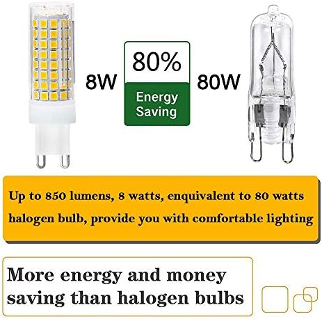 Led лампи G9, 8 W, 75 W, 100 W, заменяющие халогенни фарове, еквивалентни 850лм, led крушки g9, с регулируема яркост, входно