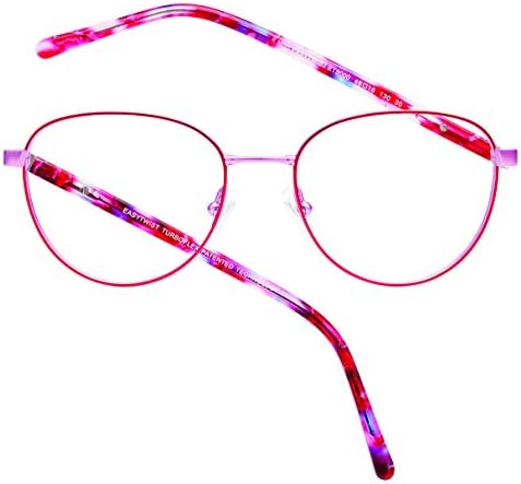TurboFlex, Червено-Розови Кръгли Очила Nienna Kids с Висока Разделителна способност, Блокиране на Синя Светлина, 48