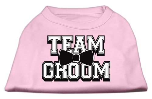 Тениска за кучета Team Groom ScrPrint Светло Розово Lg (14)
