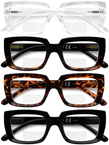 Eyekepper, 4 опаковки, женски бифокални очила за четене, квадратен дизайн, двухфокусный карти за жени + 1,50
