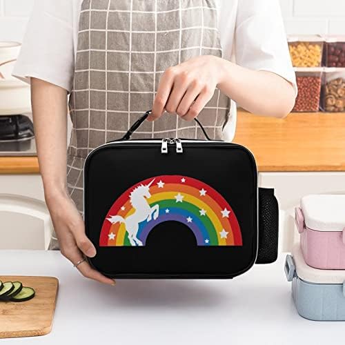 Чанта-Тоут Rainbow Unicorn за Обяд, Изолирано Преносима Кутия за Хранене с Подвижна дръжка с Ключалка за Мъже и Жени