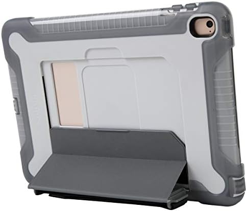 Здрав калъф Targus SafePort за Apple iPad (6-ти / 5-то поколение), iPad Pro (9,7-инчов) и iPad 2 Air с поставка за ръцете, защита от падане на военен проба, държач за писалка, бяло / сиво (THD135GLZ)