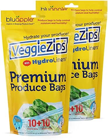 Пакети за съхранение на храни от премиум-клас Bluapple VeggieZips - Пакети за спестяване на хранителни продукти