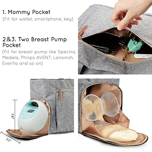 чанта за молокоотсоса mommore, чанта за Пелени с 15-инчов ръкав за лаптоп, подходящ за повечето молокоотсосов, като Medela,